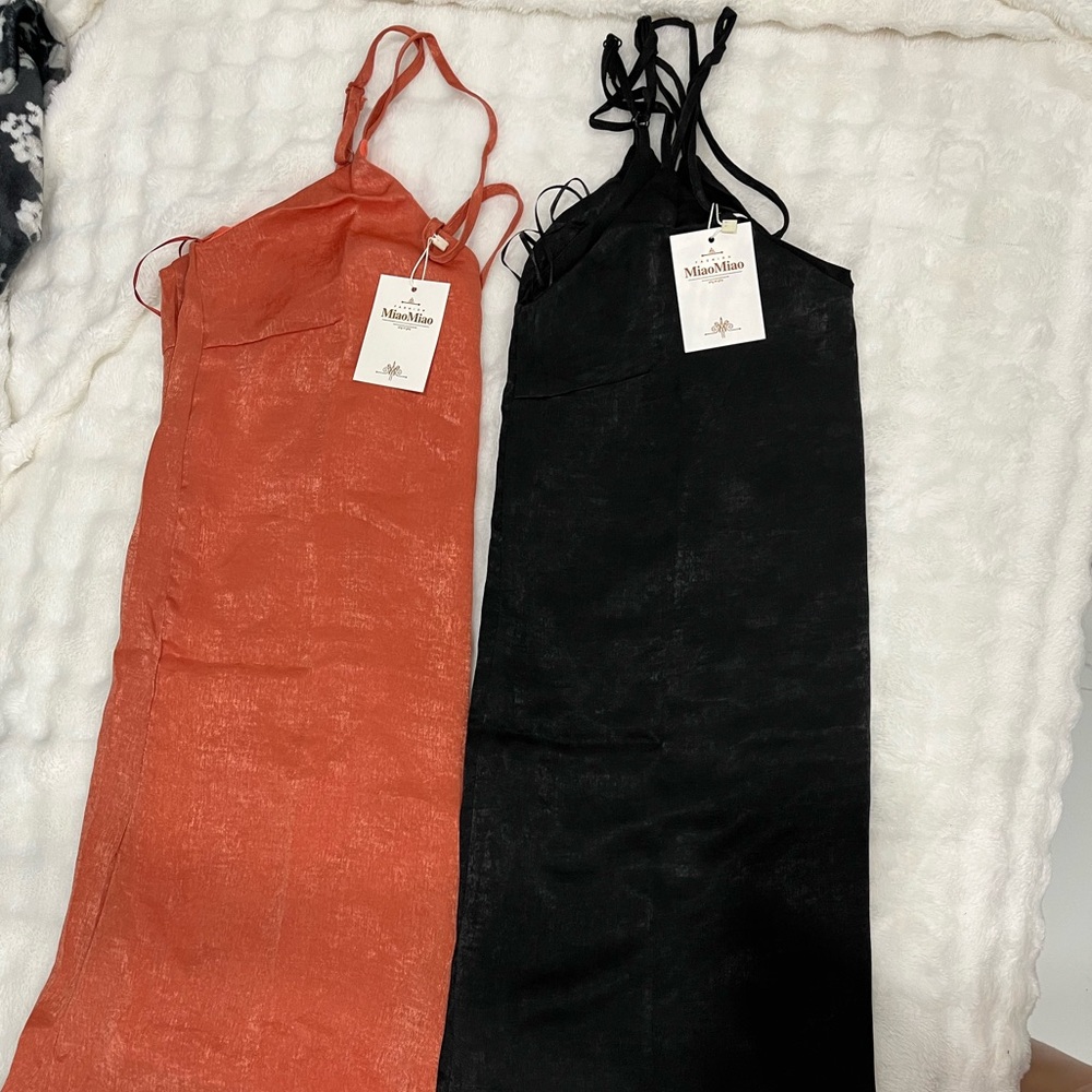Miao miao Orange Slip Dress Spaghetti Strap Cocktail NEW